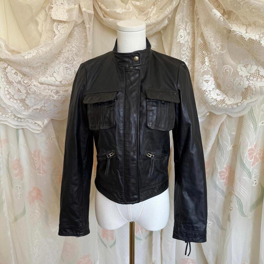 SOLD Lucky Brand black moto leather jacket Sz XS